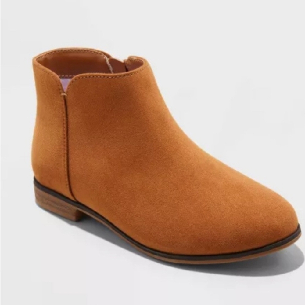 Cat & Jack Girls Opal Cognac Zipper Boots Fall Autumn Brown Booties NWT